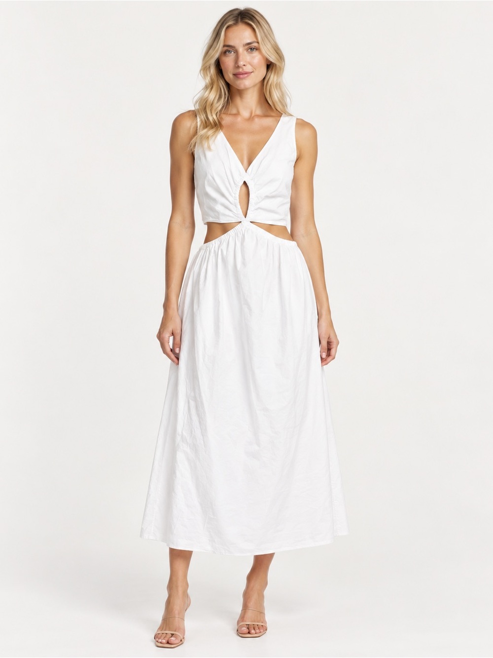 ANINE BING Dione White Cotton Cutout Midi Dress Size S